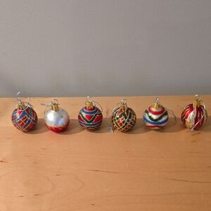 Holiday Decorative Glass Mini Ornament Place Card Set Of 6